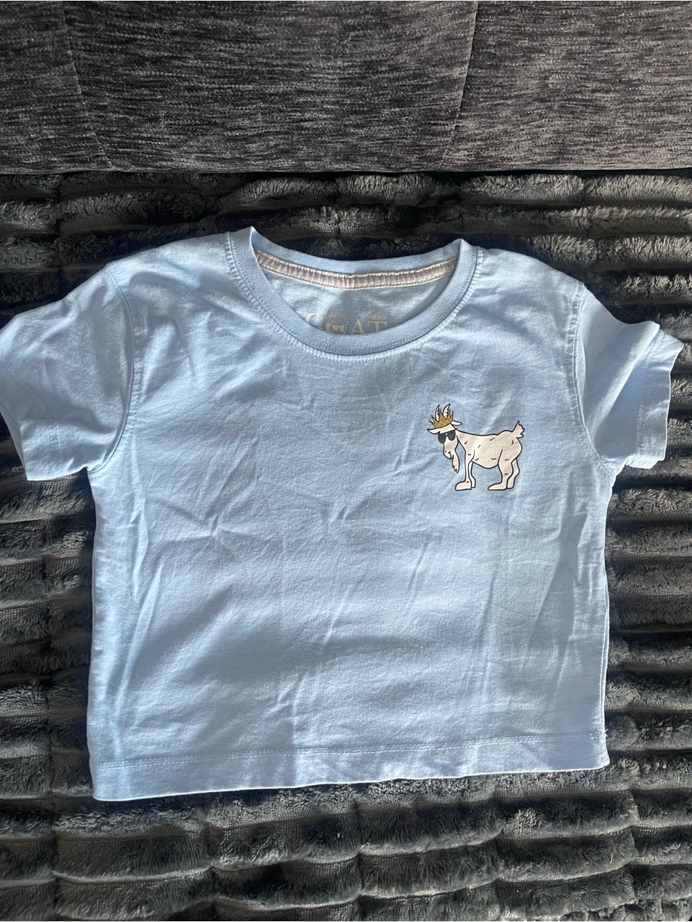 Kids Light Blue Goat Crop Top Graphic Tee